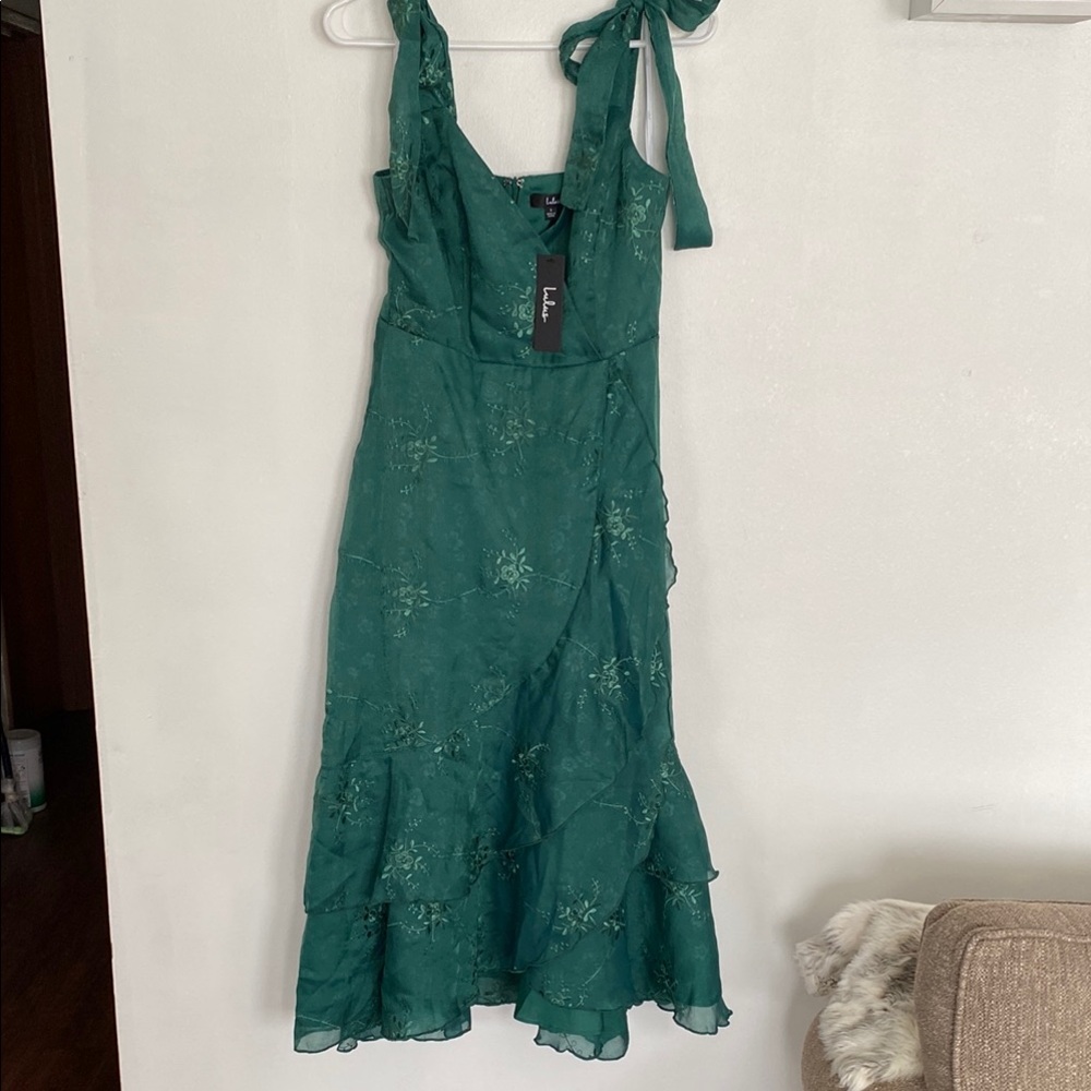 LULUS Elegant Green Floral Dress Small